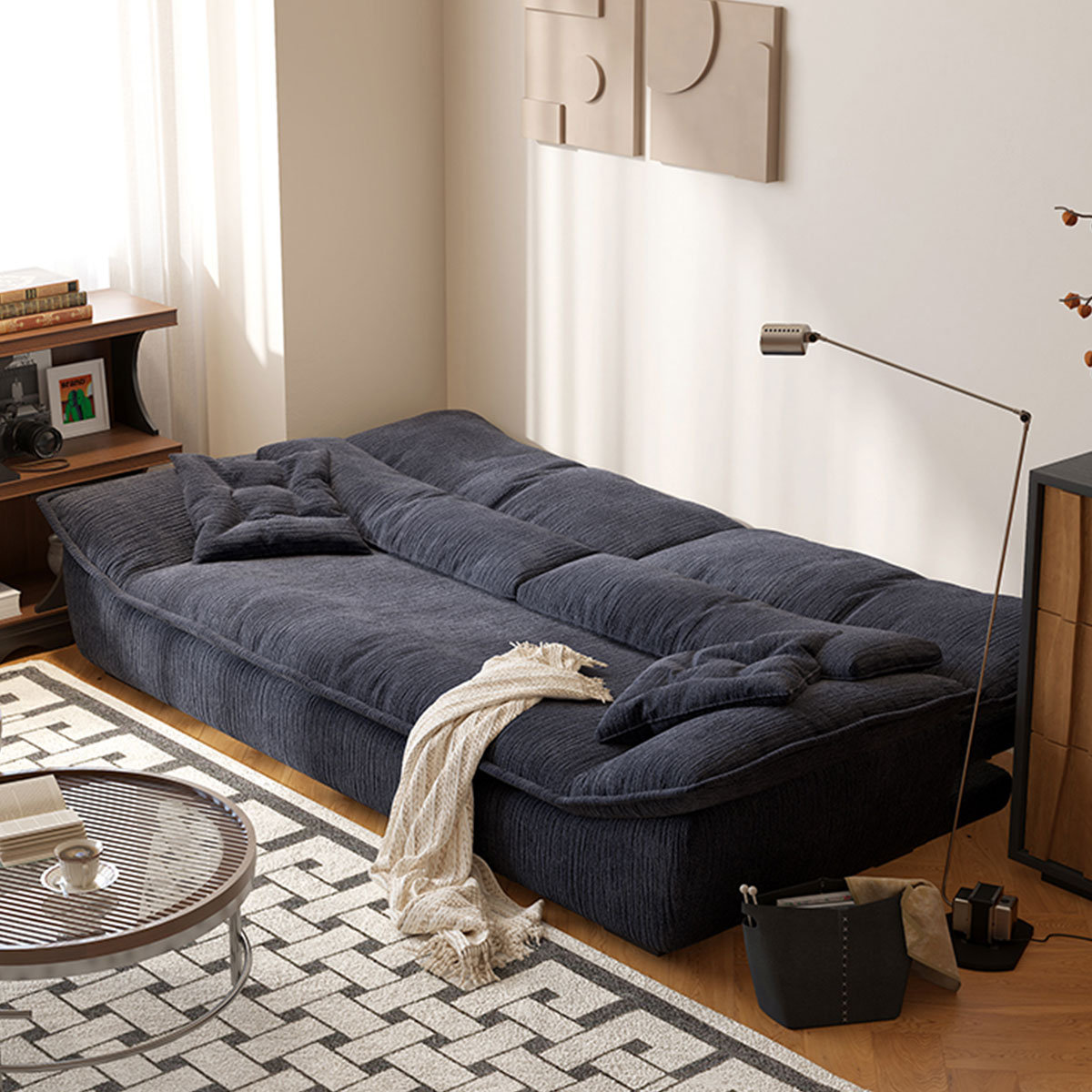 Mont Bike Solutions Loveseat Dark Blue Chenille Sleeper sofa Mont Bike Solutions Loveseat Dark Blue Chenille Sleeper sofa